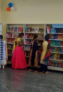 Child-friendly library with colour-coded books