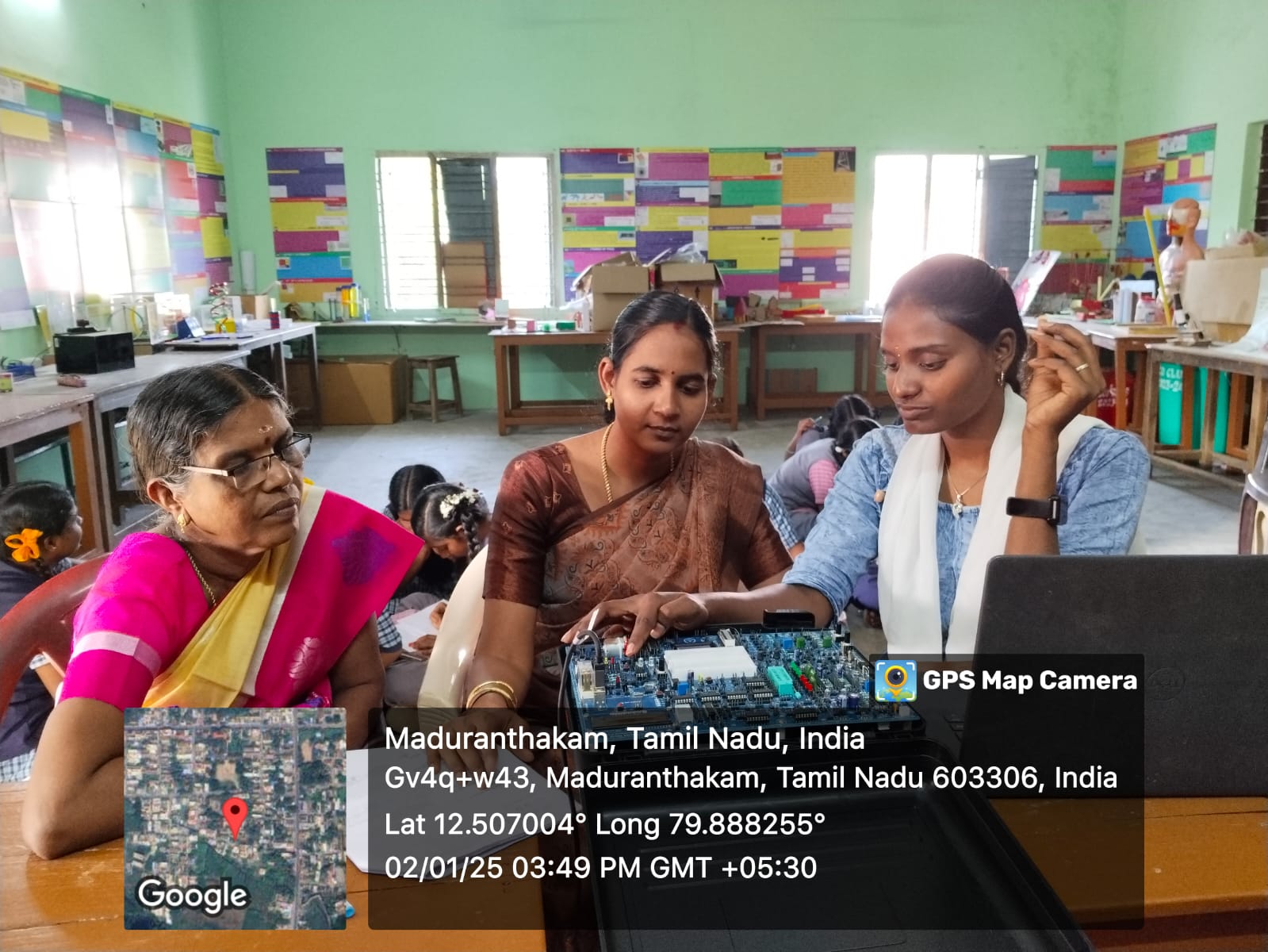 teacher training session on the electronics kit