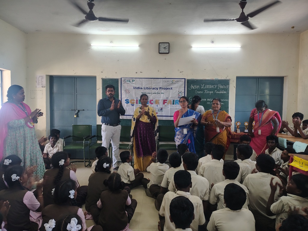 Students presenting science experiments at Ekalavya Model Residential School, Tamil Nadu