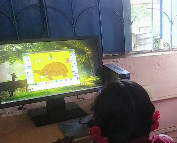 Students doing digital art
