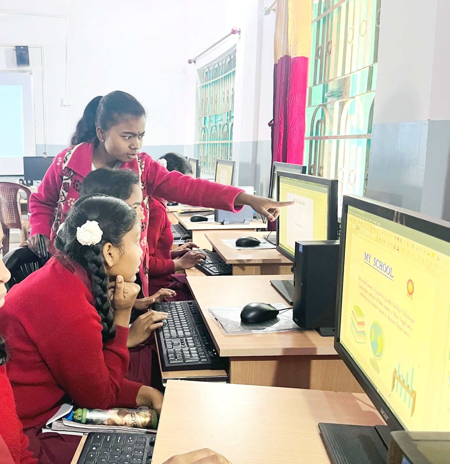 Girls at a residential government school (KGBV) building digital skills